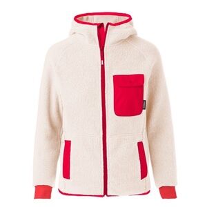 Cotopaxi Cubre Hooded Fullzip Fleece Jacket XL Cream & Fiery Red